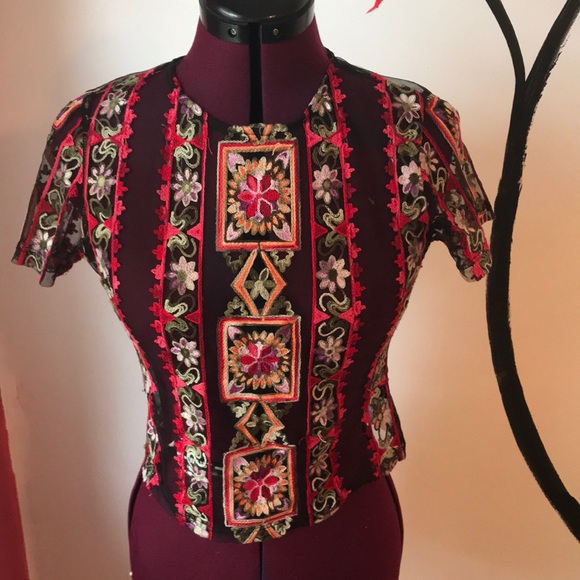 Embroidered Sheer Top - Picture 1 of 3